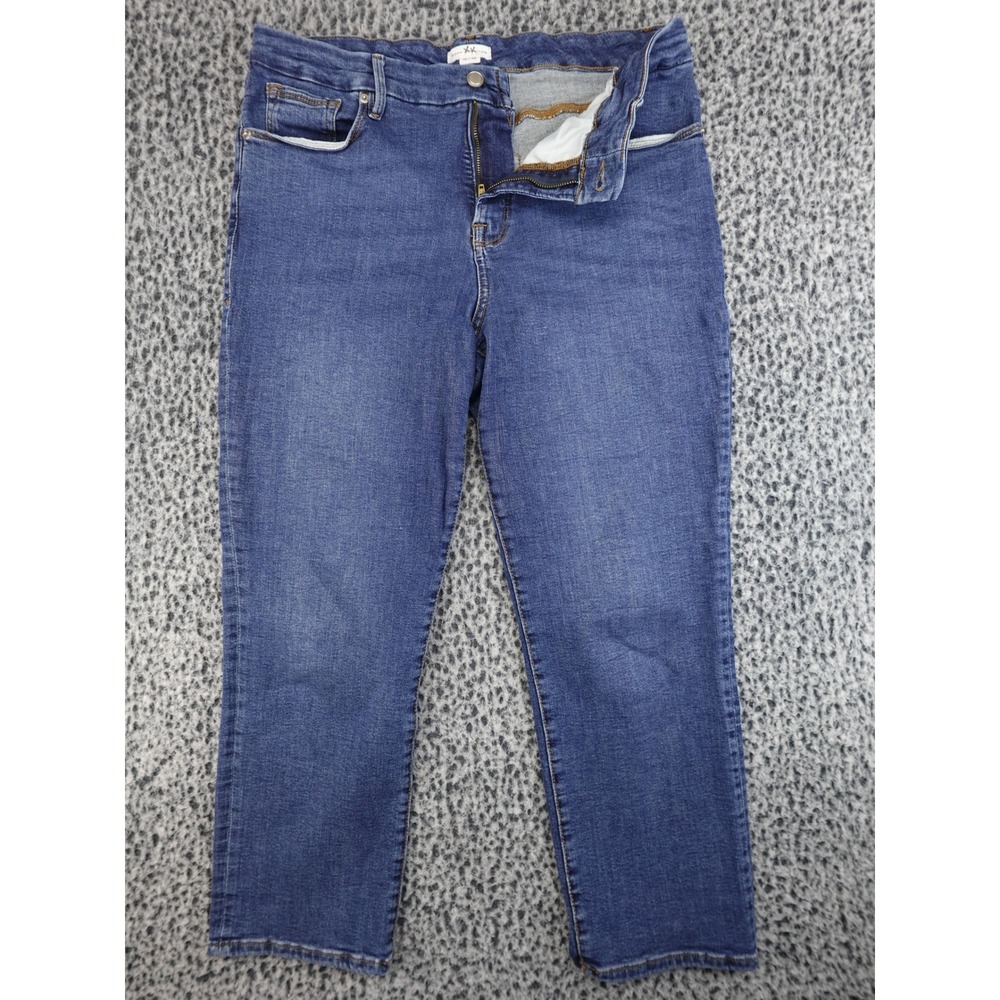 Good American Good Petite Straight Jeans Womens‎ 14/32 Blue Stretch Organic